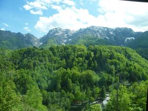 Spectacular scenery on the rail journey down the Cento Valley back into Italy from Locarno.