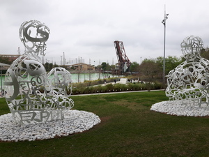 Sculptures at the railroad bridge