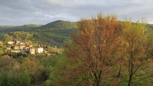 View of Varvara and Aristotelian hills from Mygdos restaurant