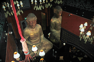 Reflective Buddha in the restaurant