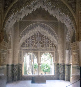 Exceptionally beautiful Islamic carving inside the Alhambra Palace