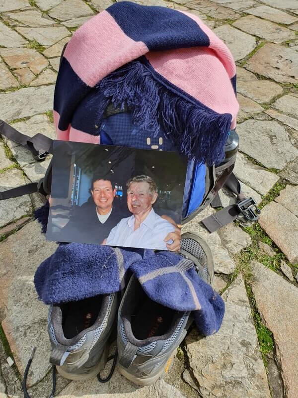Dad, my boots and I recovering in Santiago de Compostela