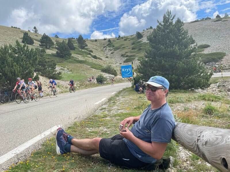 At the chosen viewing point on Mt Ventoux