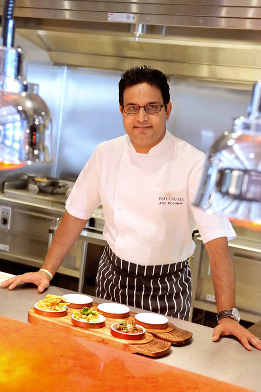 Atul Kochhar, the first British born Indian chef to get a Michelin star, in Sindhu aboard Azura