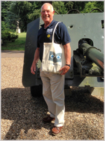 Alan Fairfax and Silver Travel bag at World War II Memorial site