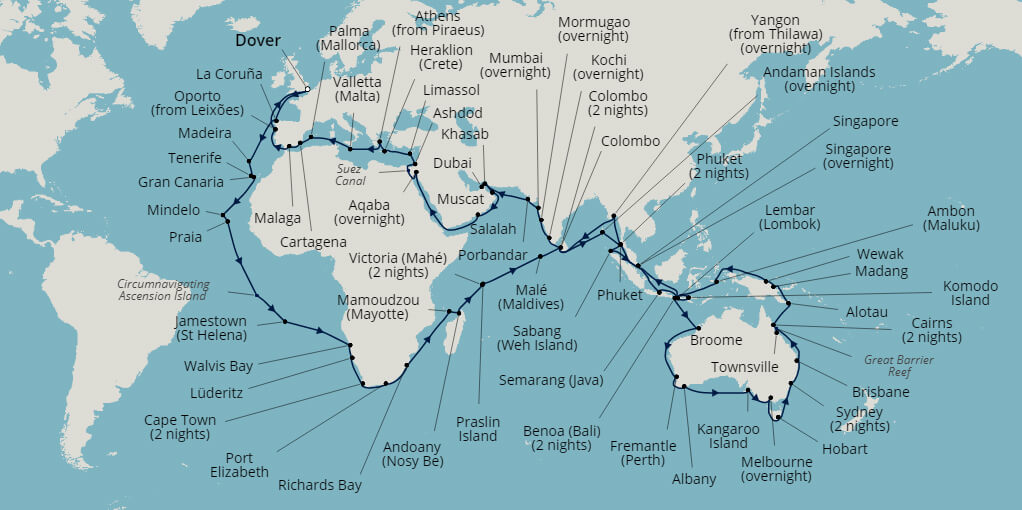 Boudicca World Cruise Itinerary