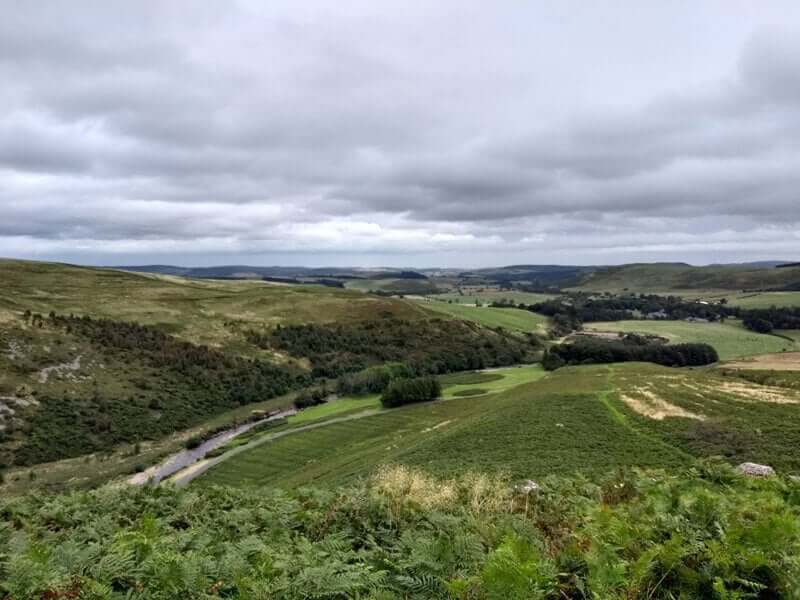 View across Beamish Valley from our walk to Brough Law Hillfort