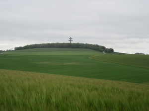Cross Lorraine on a hill top on the edge of the village of Colombey-les-Deux-Eglises.
