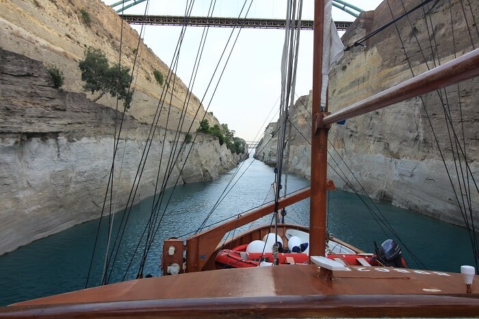 The passage through the Corinth Canal