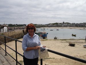 Glynis at Porthcressa beach, St Mary's