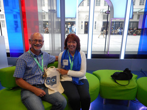 Glynis and Trevor on the One Show sofa at BBC