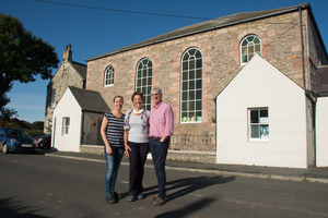 Linda with Jeff and Gill - the hosts of St Cuthbert's House