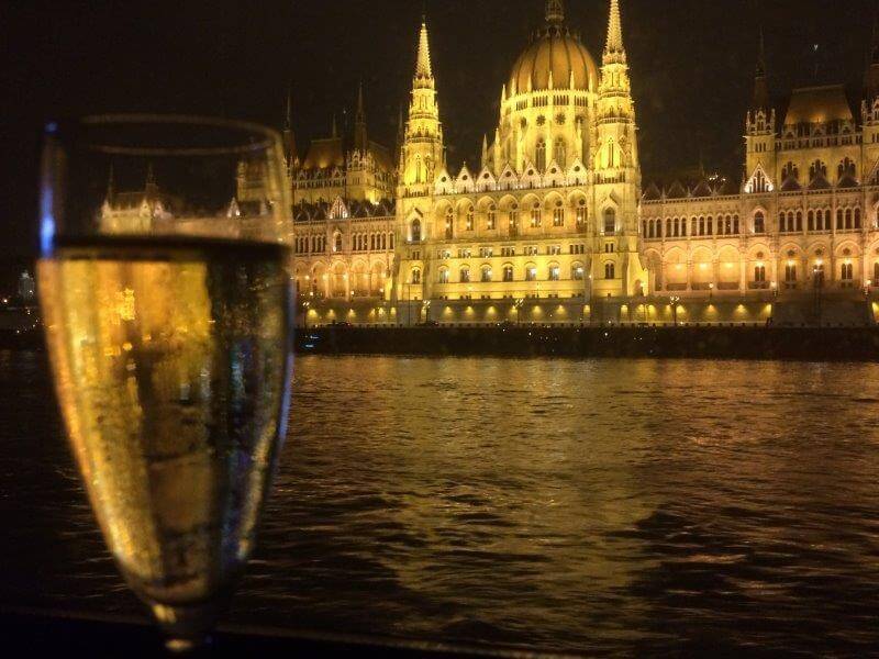 Evening cruise past Budapest's Parliament building