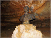 Bust of explorer Martel underground
