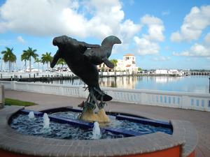 Manatee statue near Pier 22 in Bradenton