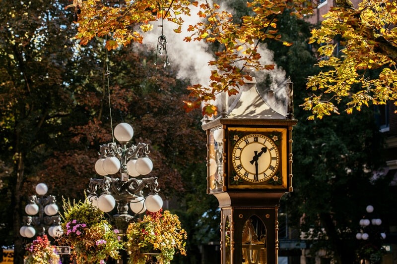 Gastown’s steam clock - photo credit:t Nelson Mouellic, Tourism Vancouver bcaletrail.ca