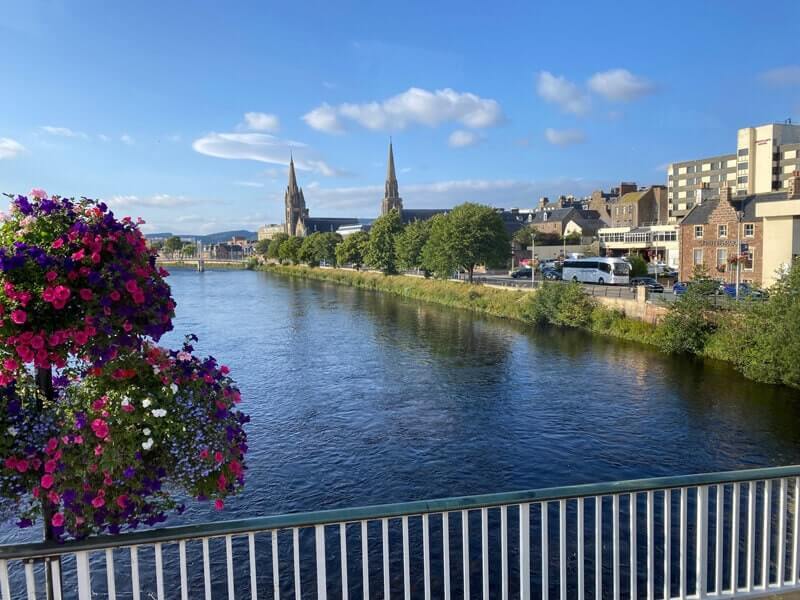 Inverness’ river Ness runs past the Mercure hotel, which can be seen on the top right.