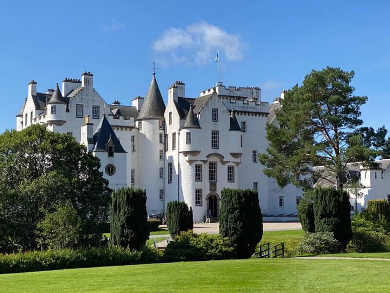 Blair Castle’s impressive frontage is complemented by an entrance hall bristling with muskets from the Battle of Culloden.