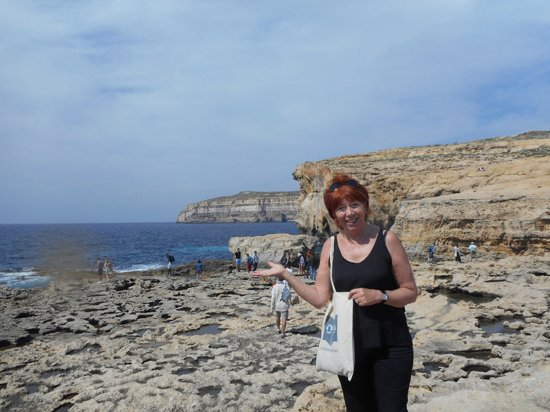 Glynis at the Azure Window where a limestone natural arch stood
