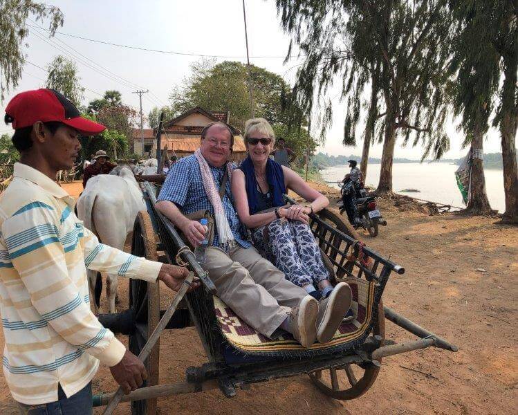 Ox cart ride to Wat Tralach