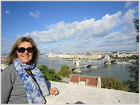 Chrissy in Budapest - view from Buda side