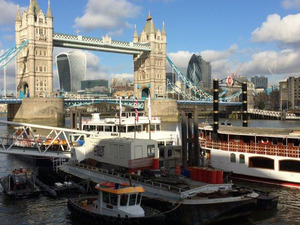 Busy river at Tower Bridge