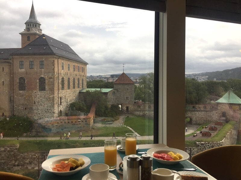 Oslo's fortress makes the perfect backdrop to breakfast in the Grill