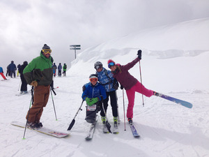 From right to left, skiing with Heidi, me and colleagues Felix and Simon