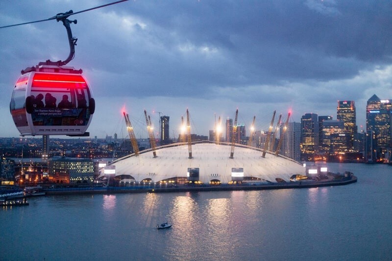 The Emirates Cable Car crossing the Thames