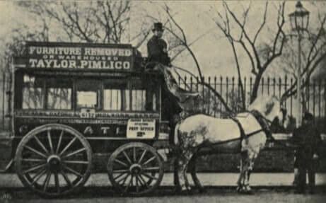 Horse-drawn omnibus in London 1902 - Author: Henry Charles Moore [Public Domain]