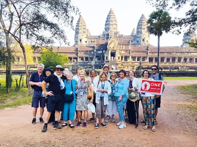 One Traveller group in Angkor Wat, Cambodia