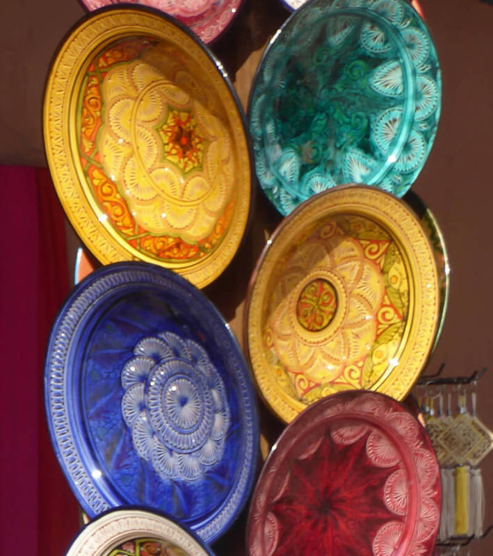 Colourful plates in Souq