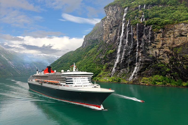 Queen Mary 2 sailing the Norwegian fjords