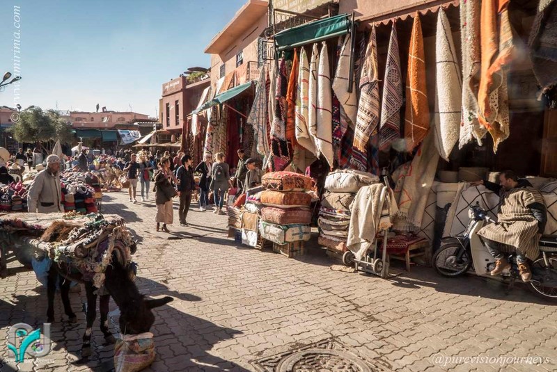 The busy bazaar at the heart of Marrakesh Medina
