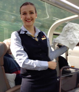 Our welcome aboard and our brilliant host Sarah