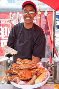 Serving Maryland blue crabs - Phillips Seafood Crab Deck, Baltimore