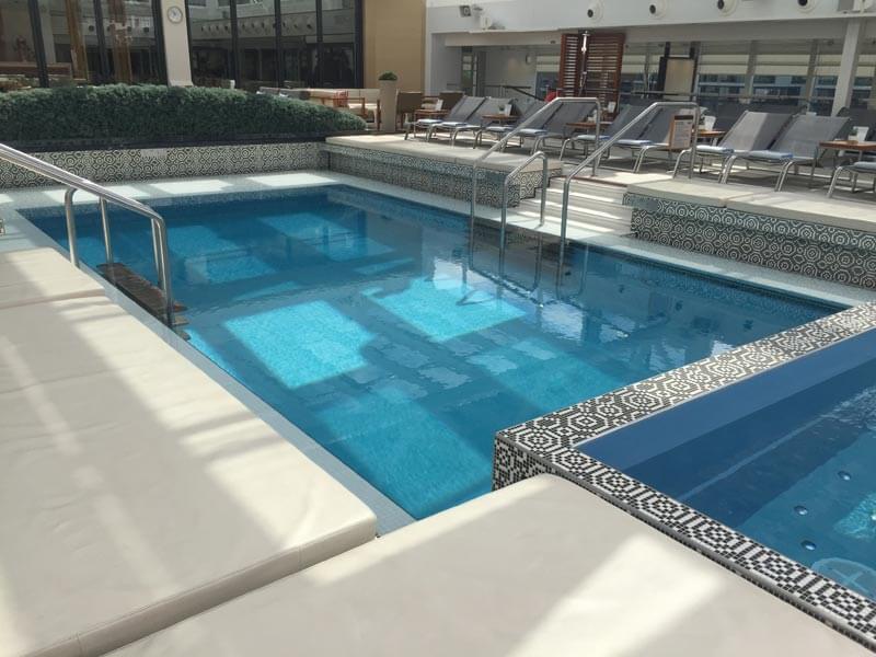 Viking's tempting outdoor pool has a retractable roof for cooler days