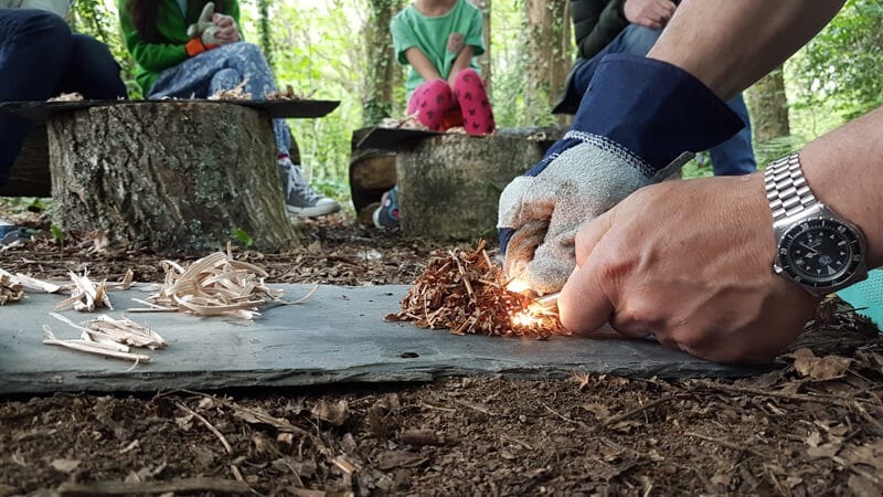 Woodland Adventures - making fire, Isle of Wight