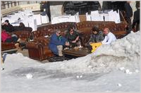 OFF piste... relaxing by the swoop down to the village - furs are optional