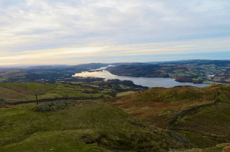 Looking south from Wansfell Pike, with Windermere below - the far distance is 50 kilometres