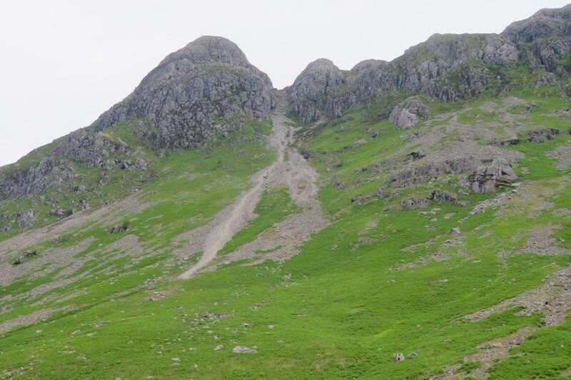 The Pike of Stickle with the scree-covered axe factory beside it
