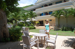 In the garden by the beach at the Crown Beach Hotel