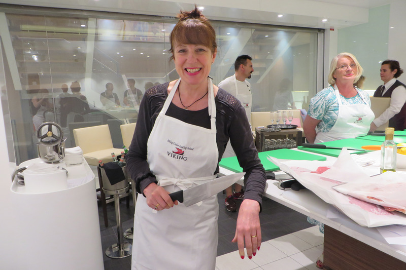 Jeannine in Chef's Kitchen attending a cookery class - Viking Star