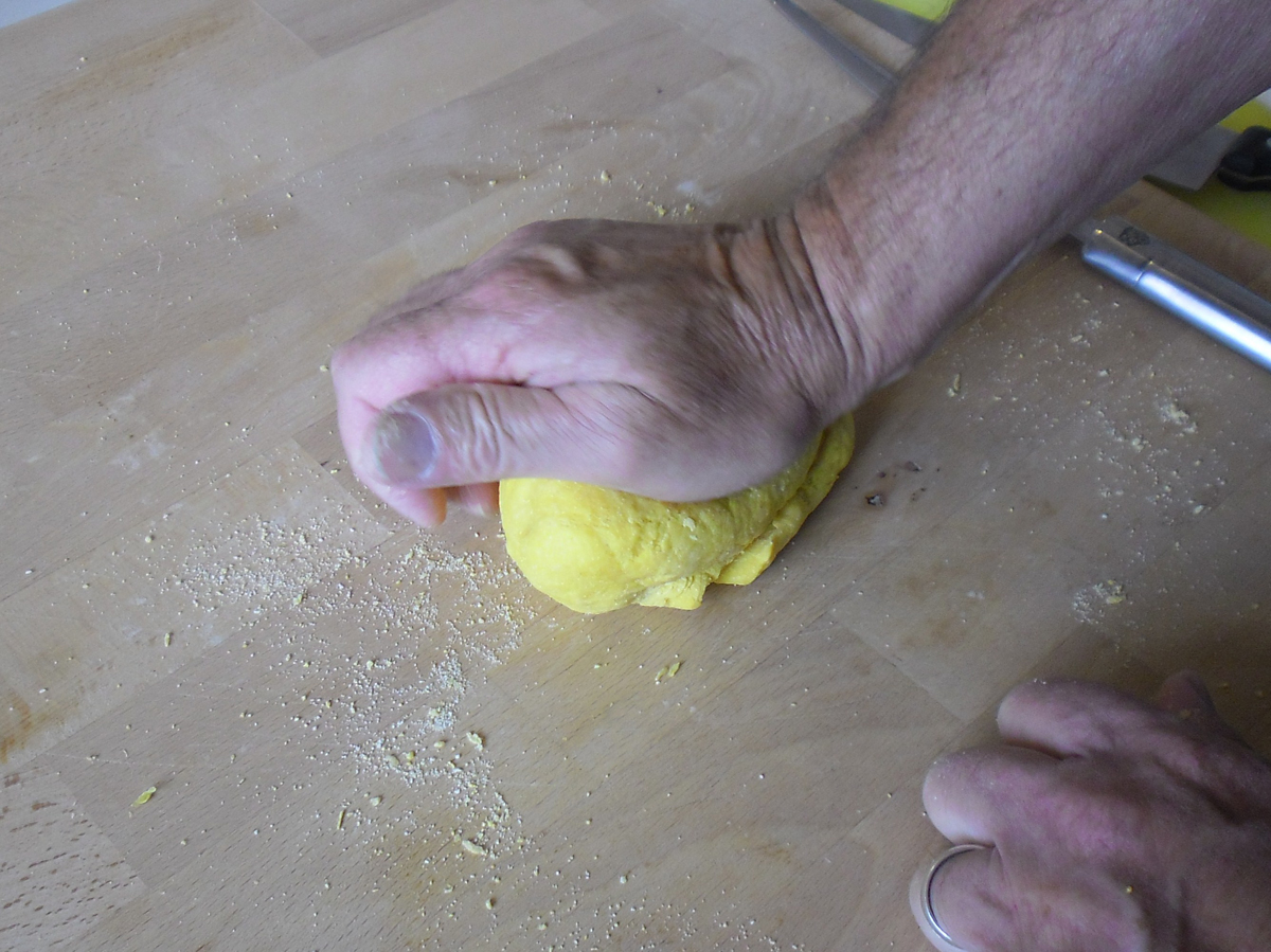 Kneading the pasta dough