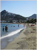 Lovely sandy beach below Skyros town
