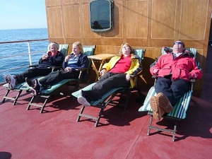 Sunbathing on April cruise