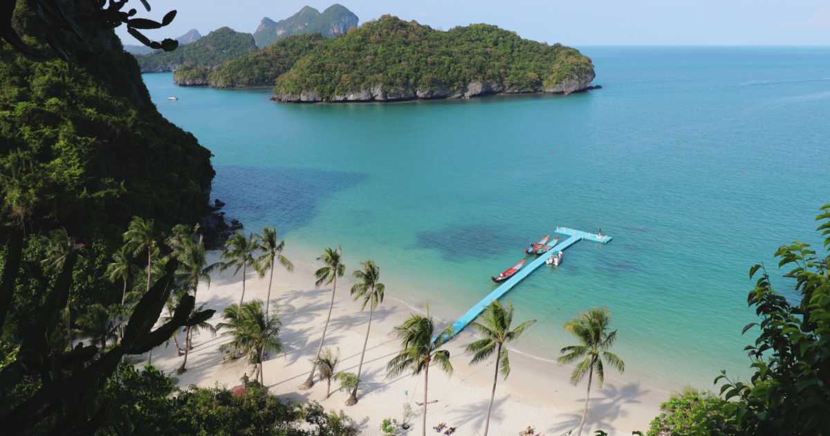 aerial shot of exotic island thailand marine park | travel trend 2024