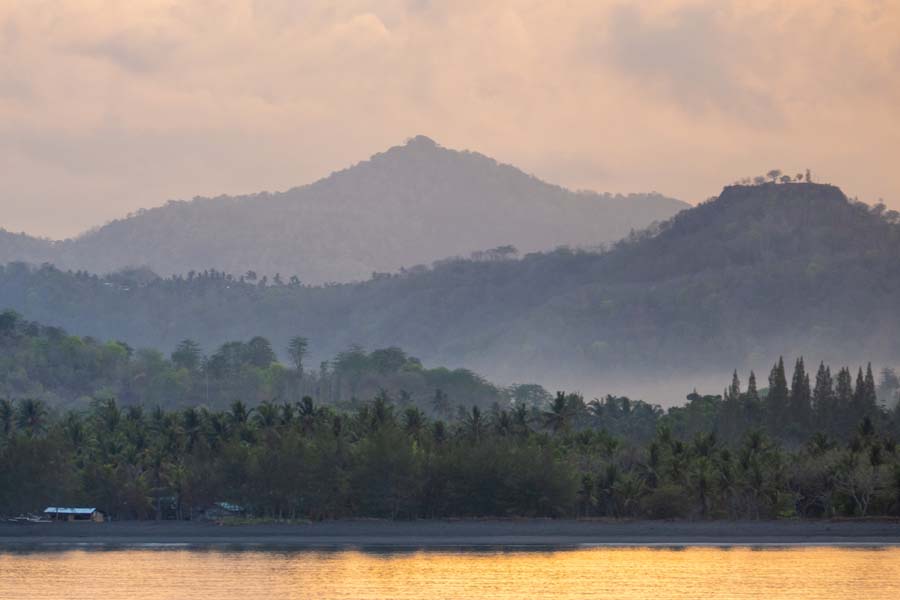 Sailing into Lombok at dawn