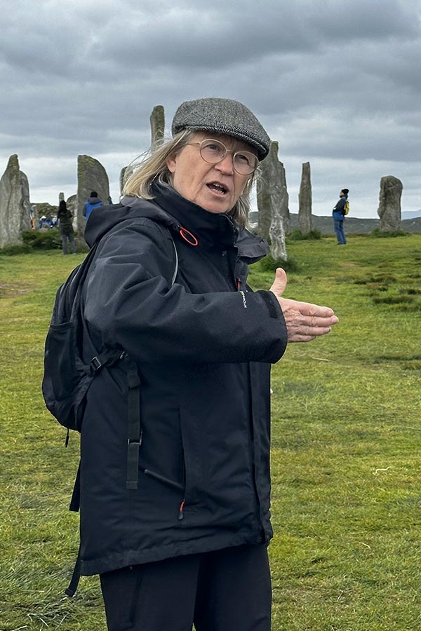 Historian Carol Knot at the Callenish Standing Stones