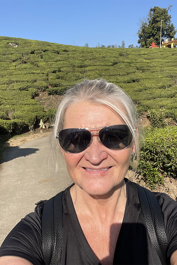 Host Penny exploring the tea plantations